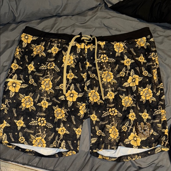 Dixxon Size 46 Men's Black and Yellow Swim Shorts - Picture 1 of 4